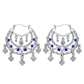 Niglo Women's Gitane Silver Sapphire Savoyard Earrings IM#24337