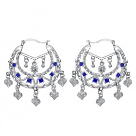 Niglo Women's Gitane Silver Sapphire Savoyard Earrings IM#24337