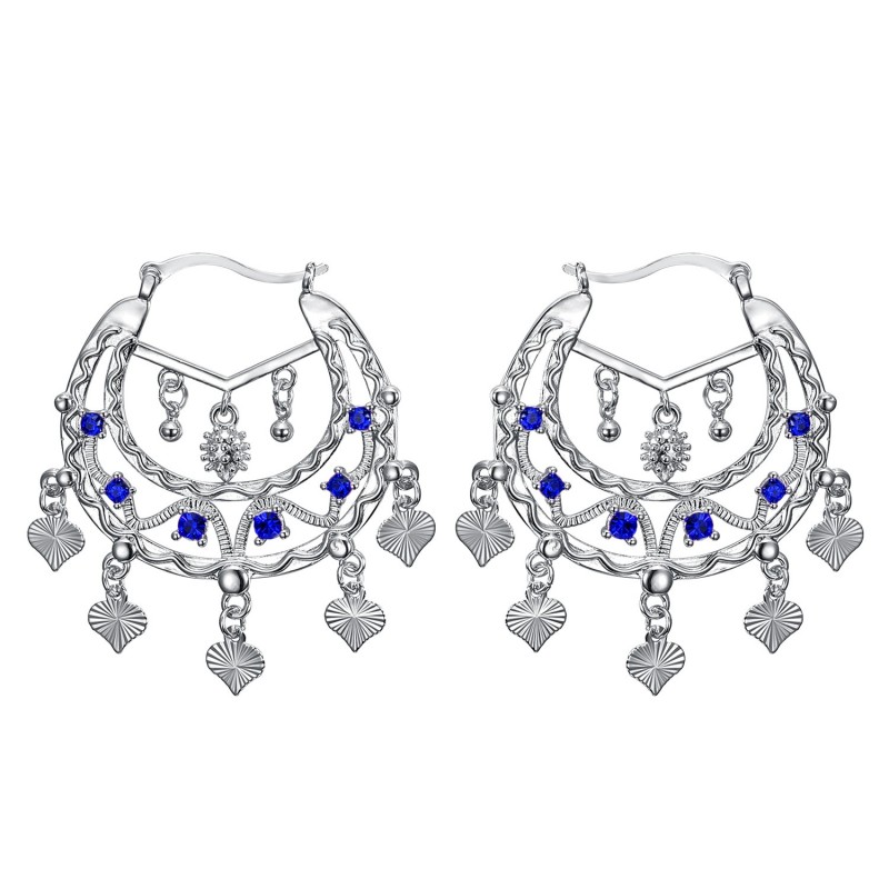 Boucles d'oreilles Savoyardes Niglo Femme Gitane Argent Saphir  IM#24337