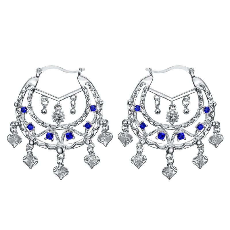 Niglo Women's Gitane Silver Sapphire Savoyard Earrings IM#24337