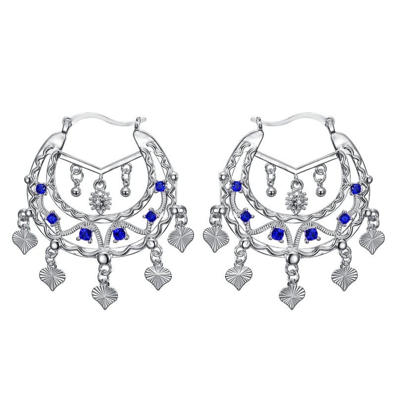 Niglo Women's Gitane Silver Sapphire Savoyard Earrings IM#24337