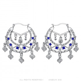 Boucles d'oreilles Savoyardes Niglo Femme Gitane Argent Saphir  IM#24338