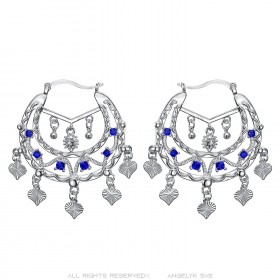 Boucles d'oreilles Savoyardes Niglo Femme Gitane Argent Saphir  IM#24338