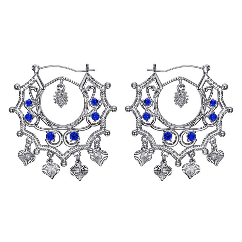 Boucles d'oreilles Savoyardes Santana Niglo Gitane Argent Saphir  IM#24343