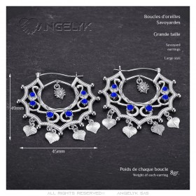 Boucles d'oreilles Savoyardes Santana Niglo Gitane Argent Saphir  IM#24346