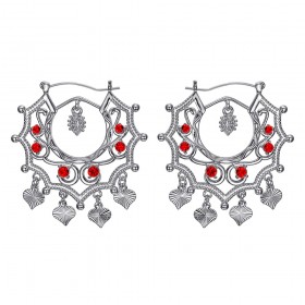 Boucles d'oreilles Savoyardes Santana Niglo Gitane Argent Rubis  IM#24349