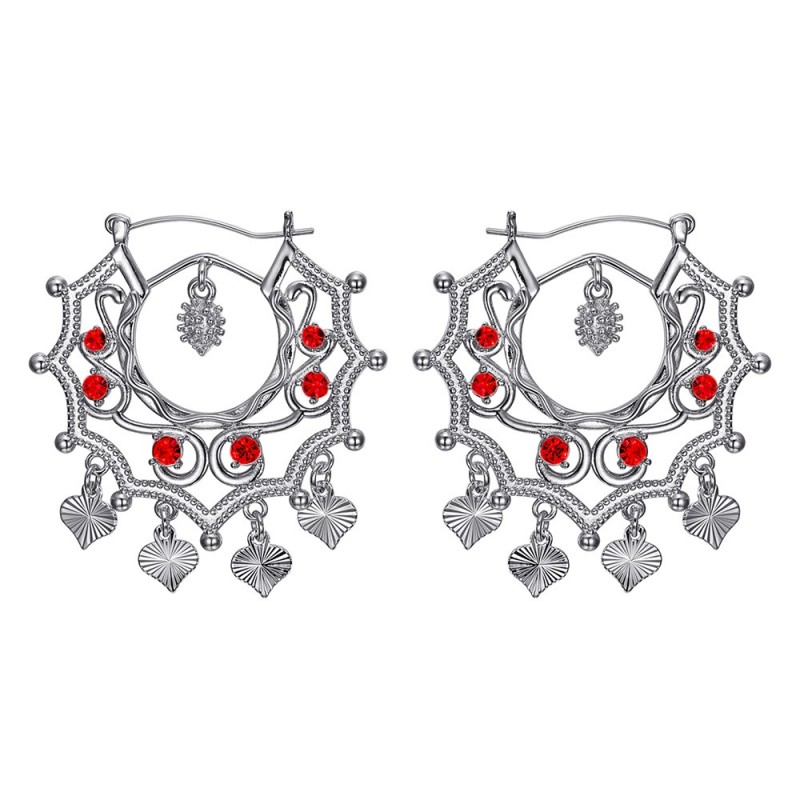 Boucles d'oreilles Savoyardes Santana Niglo Gitane Argent Rubis  IM#24349