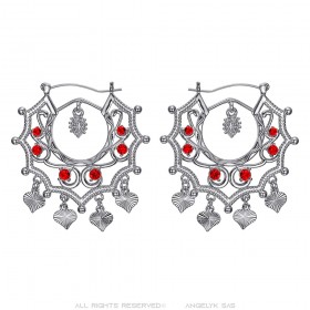 Boucles d'oreilles Savoyardes Santana Niglo Gitane Argent Rubis  IM#24350