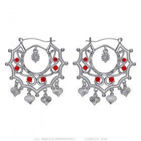 Boucles d'oreilles Savoyardes Santana Niglo Gitane Argent Rubis  IM#24350