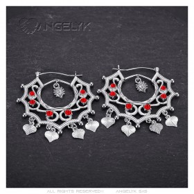 Boucles d'oreilles Savoyardes Santana Niglo Gitane Argent Rubis  IM#24351