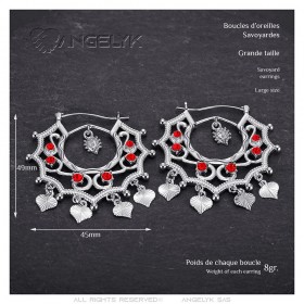 Boucles d'oreilles Savoyardes Santana Niglo Gitane Argent Rubis  IM#24352