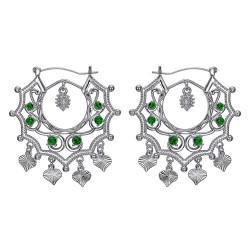 Santana Niglo Gitane Silver Emerald Savoyard Earrings IM#24361