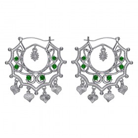 Boucles d'oreilles Savoyardes Santana Niglo Gitane Argent Emeraude  IM#24361