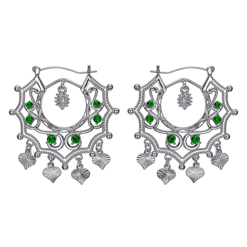 Santana Niglo Gitane Silver Emerald Savoyard Earrings IM#24361