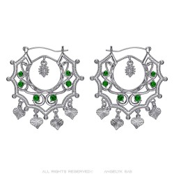 Santana Niglo Gitane Orecchini savoiardi in argento con smeraldo IM#24362