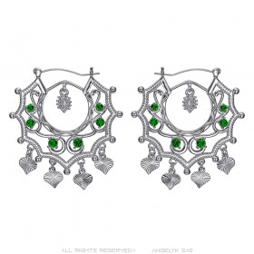 Boucles d'oreilles Savoyardes Santana Niglo Gitane Argent Emeraude  IM#24362