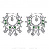 Santana Niglo Gitane Silver Emerald Savoyard Earrings IM#24362