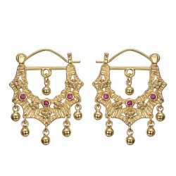 Orecchini Savoyardes Modello Perla Zaffiro rosa Oro IM#24367