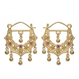 Earrings Savoyardes Model Perla Pink Sapphire Gold IM#24367