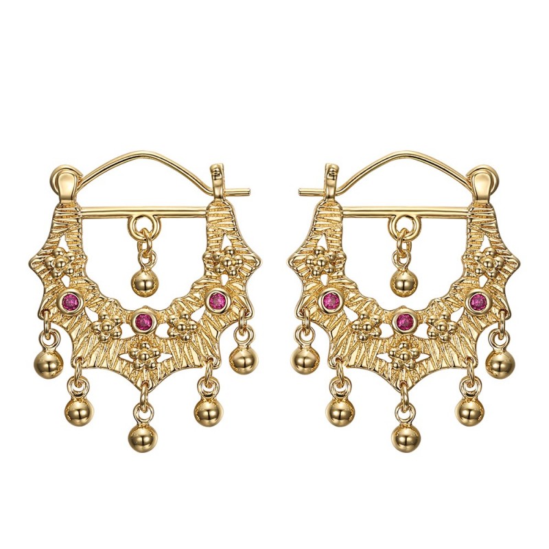 Earrings Savoyardes Model Perla Pink Sapphire Gold IM#24367