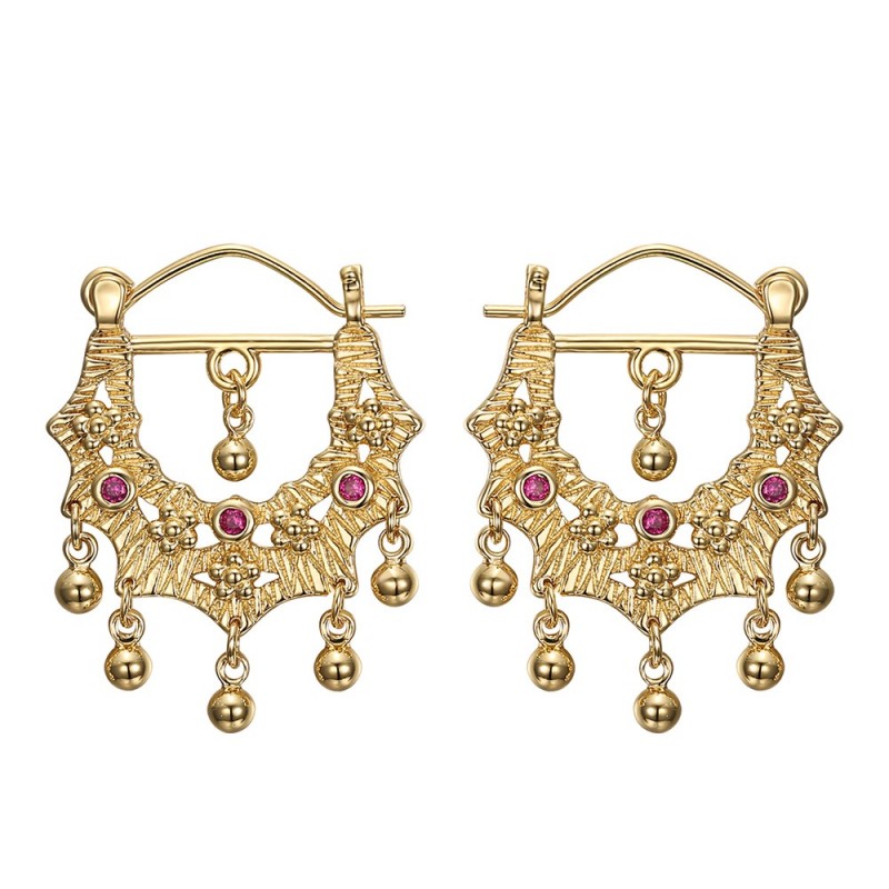 Earrings Savoyardes Model Perla Pink Sapphire Gold IM#24367