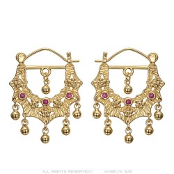 Earrings Savoyardes Model Perla Pink Sapphire Gold IM#24368