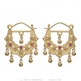 Earrings Savoyardes Model Perla Pink Sapphire Gold IM#24368