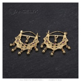 Earrings Savoyardes Model Perla Pink Sapphire Gold IM#24369