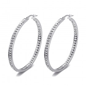 Zirconium Steel Hoop Earrings 50mm Silver IM#24385
