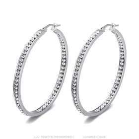 Zirconium Steel Hoop Earrings 50mm Silver IM#24386