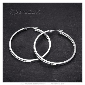 Zirconium Steel Hoop Earrings 50mm Silver IM#24387