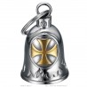 Motorradklingel Mocy Bell Kreuz Templer Edelstahl Silber Gold IM#24406