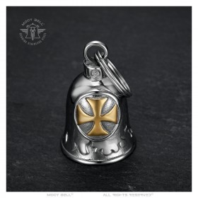 Motorcycle Bell Mocy Bell Cross Templar Stainless Steel Silver Gold IM#24407