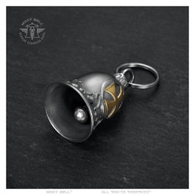 Motorcycle Bell Mocy Bell Cross Templar Stainless Steel Silver Gold IM#24408