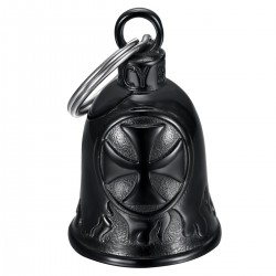 Motorbike bell Guardian bell Templar cross Black titanium Steel  IM#24417