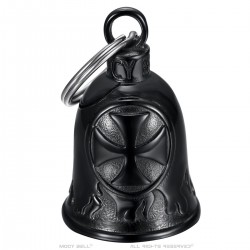 Motorbike bell Guardian bell Templar cross Black titanium Steel  IM#24418