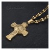 Colgante Cristo cabeza en cruz 55mm acero Oro Grano de café IM#24463