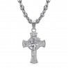 Ciondolo testa di Cristo in croce 40 mm acciaio Argento Chicco di caffè IM#24468