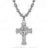 Ciondolo Testa di Cristo in croce 40 mm acciaio Argento Chicco di caffè IM#24469