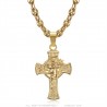 Colgante Cristo cabeza en cruz 40mm acero Oro Grano de café IM#24490