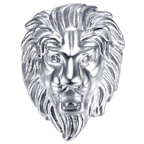 Anillo Anillo anillo de Cabeza de León de Oro Chapado en Acero Hombre  IM#24496