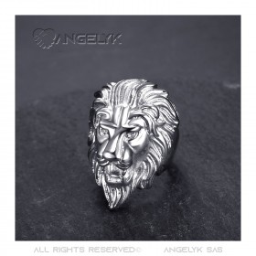 Ring Signet ring Lion Head Gold-Plated Steel Man  IM#24498