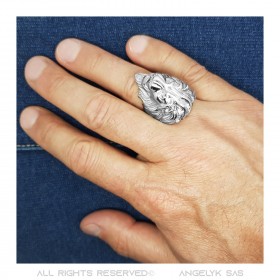 Anillo Anillo anillo de Cabeza de León de Oro Chapado en Acero Hombre  IM#24500