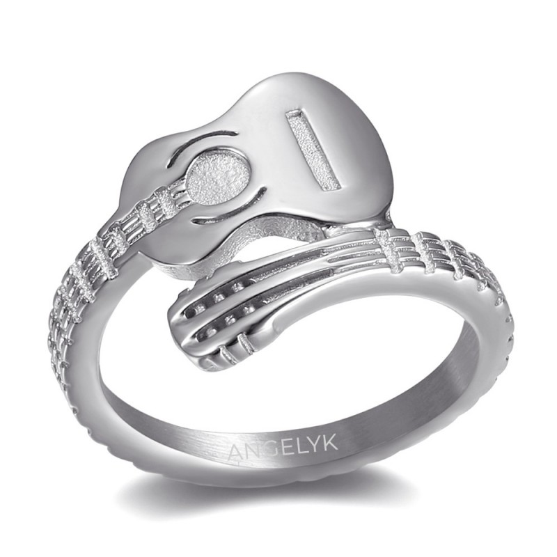 Bague guitare classique Acier inoxydable Argent  IM#24512