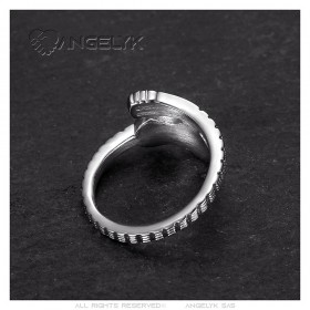 Classical guitar ring Stainless steel Silver IM#24515