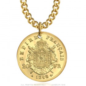 Ciondolo Napoleone III 20 Franchi Acciaio Inossidabile Oro IM#24521
