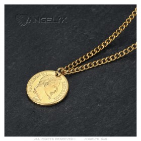 Ciondolo Napoleone III 20 Franchi Acciaio Inossidabile Oro IM#24522
