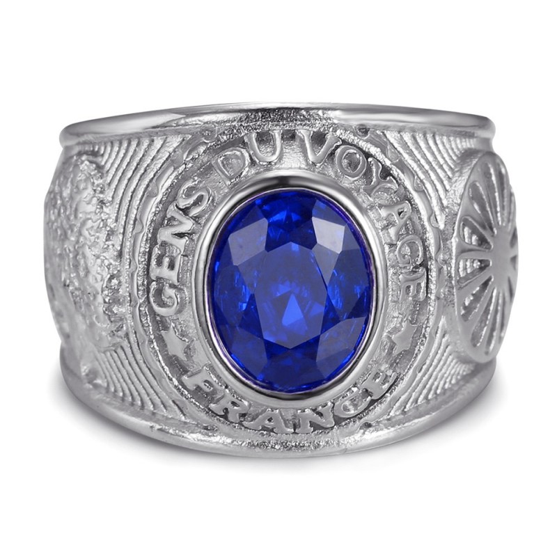 Anillo universitario Gens du voyage France Niglo Blue Silver IM#24561