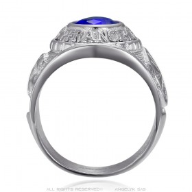 Bague universitaire Gens du voyage France Niglo Bleu Argent  IM#24562
