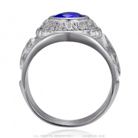 University ring Gens du voyage France Niglo Blue Silver IM#24562